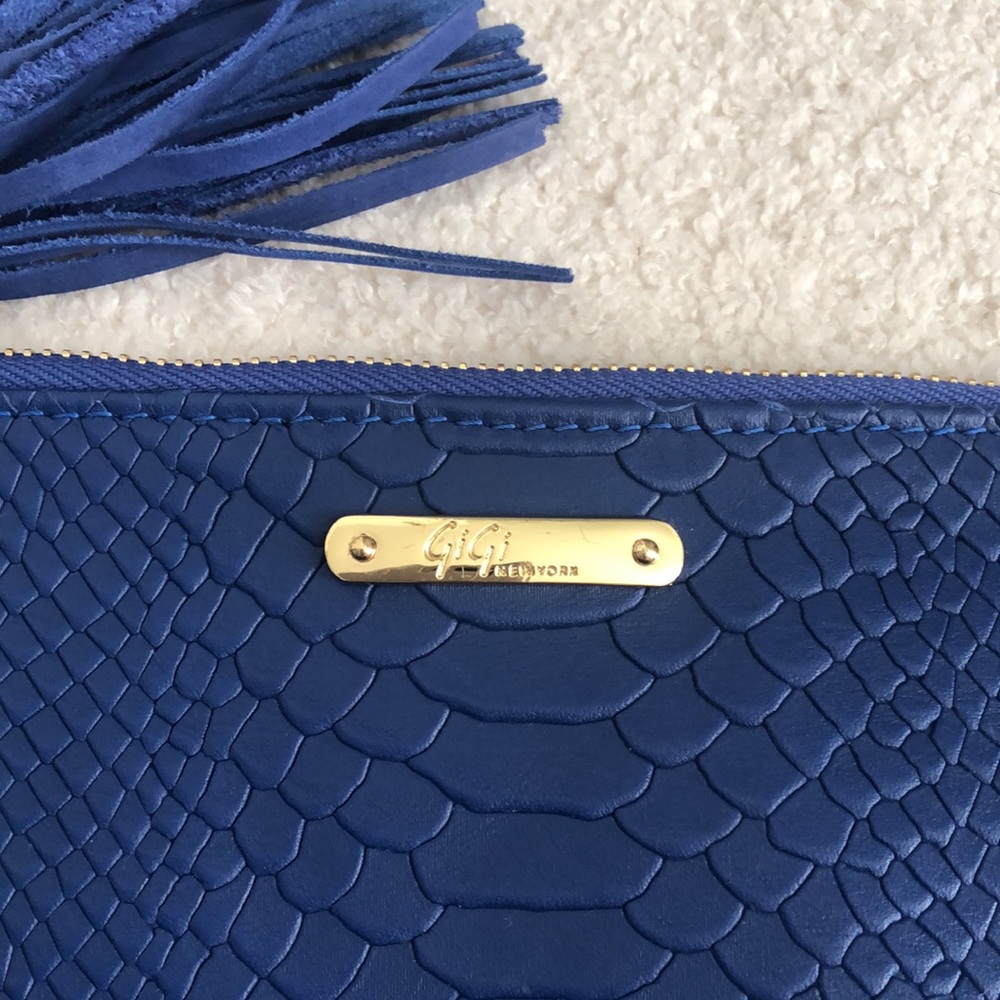 All In One Bag Navy Embossed Python Leather - image 2